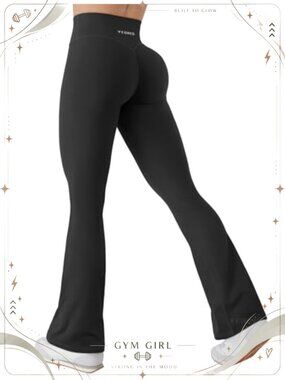 Mini Flare High Waisted Leggings Hidden Scrunch No Front Seam Gym Yoga Pants